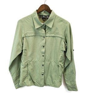 Outdoor Research Womens Nylon Button Up Shirt Size M Green Long Sleeve Pockets